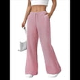 thumbnail image 3 of Pantalones de Salón A Rayas de Pierna para Mujer, Cintura Elástica y Bolsillos Rojo XXL, 3 of 8