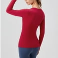thumbnail image 6 of Yigetop Womens Thermal Underwear Womens Long Sleeve Undershirts Tops Round Neck Slim Fit Baselayer Soft Thermal Underwear Light Tight Long Sleeve Shirts for Women Red S, 6 of 7