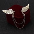 thumbnail image 4 of Angel Wings Tassel Chain Brooch Collar Pins. Rhinestone Metal Feather Lapel Pin, Suit Coat Breastpin for Women Men's Accessories, 4 of 7