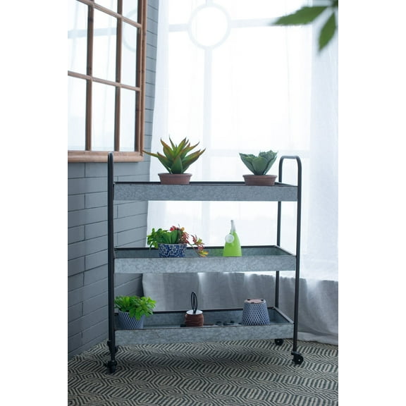 Display Shelves 35x12.5x40" Homestead Galvanized Shelf Display 3-tier,Shelving Units
