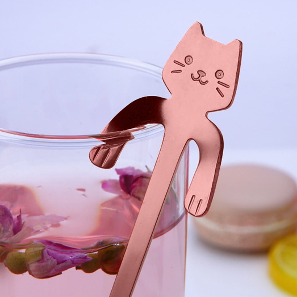 Cute Cat Spoon Long Handle Spoons Flatware Coffee Drinking Tools Gadget