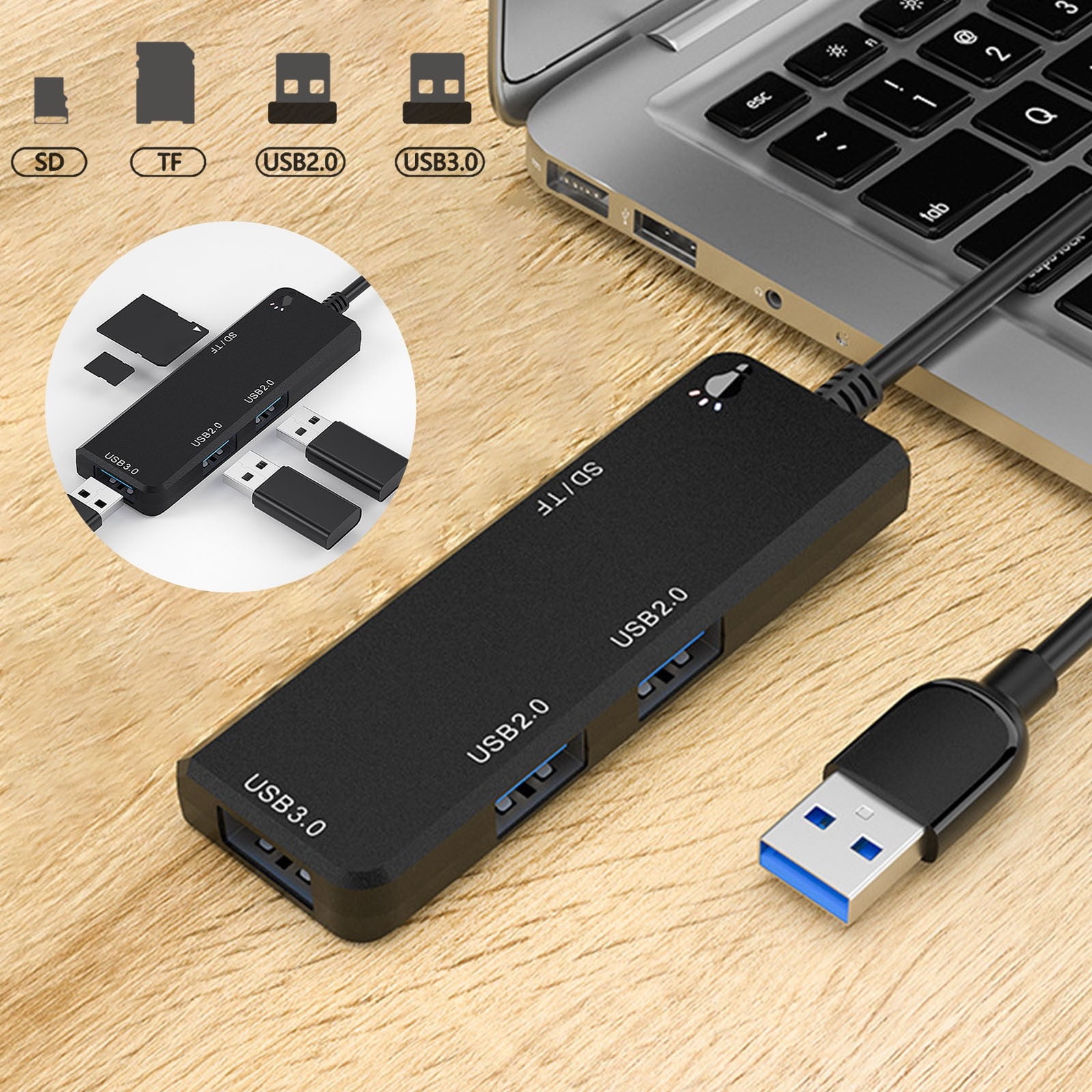 PEONAVET A Hub A Hub 4-Port USB 3.0 Slim Data Hub, for Pro, for, for Notebook PC, for USB Flash Drives, for Mobile HDD, and More