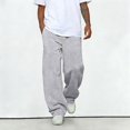 thumbnail image 5 of Men's Wide Leg Sweatpants Baggy Casual Drawstring Waist Joggers Lounge Sweat Pants with Pockets Light Gray S, 5 of 6