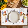 thumbnail image 4 of Orange Purple Diamond Placemats Set of 4, Modern Geometric Middle Century Placemats for Dining Table, Place Mats for Kitchen Tabletop, Waterproof Wipeable Dining Table Mats Set, 4 of 9