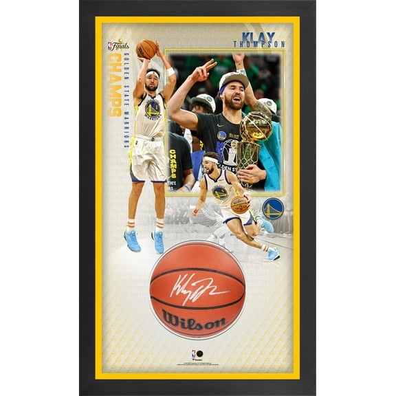 Klay Thompson Golden State Warriors Framed Autographed 24" x 40" 2022 NBA Finals Champions Basketball Shadowbox - Fanatics Authentic Certified