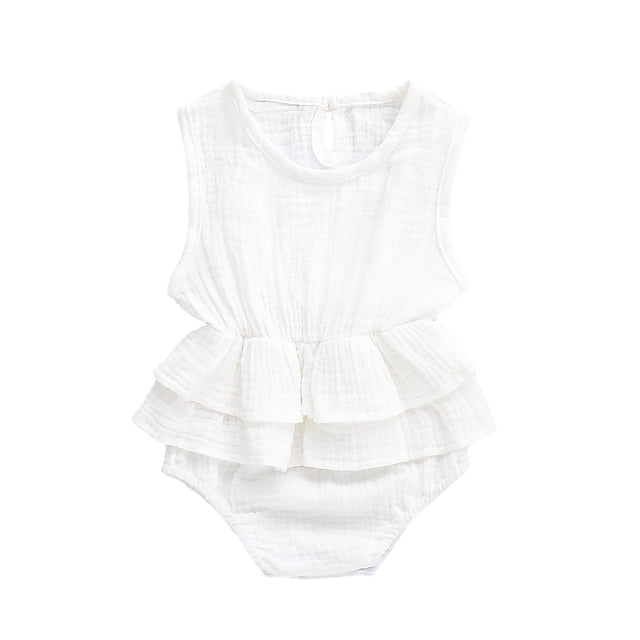 Diconna Barboteuse Sans Manches pour Bébé Fille Robe Tutu à Volants Combinaison Tenue