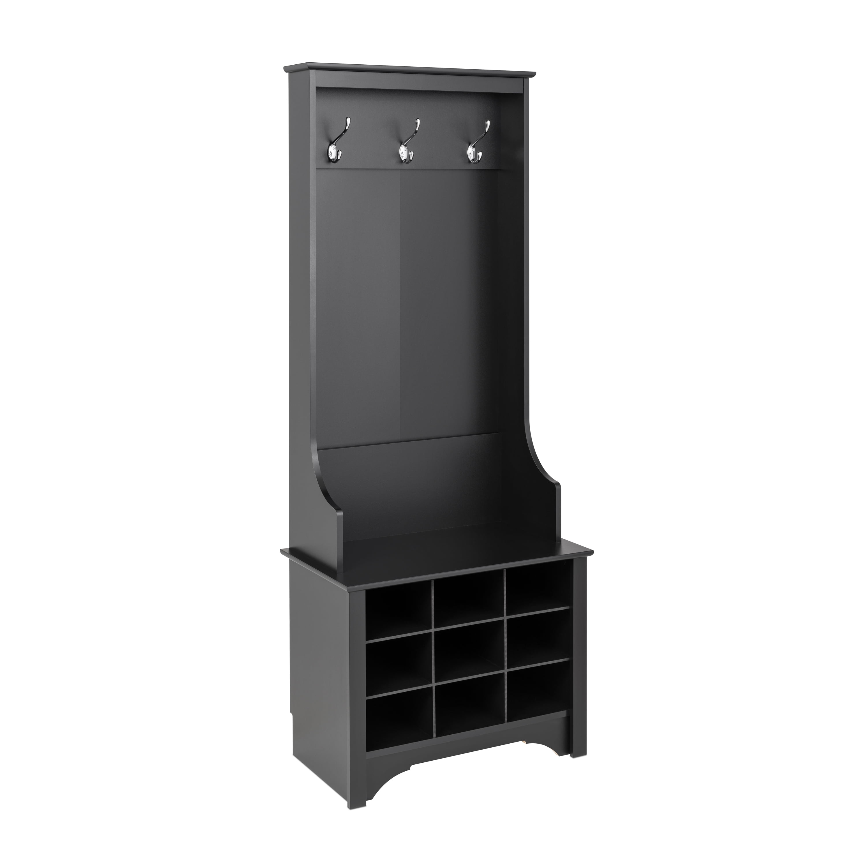 Prepac Narrow Hall Tree With 9 Shoe Cubbies In Drifted Gray Finish - 68