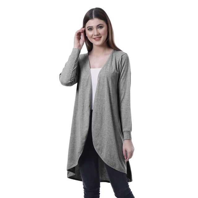 Moomaya Cardigan Long en Coton à Manches Longues Hi-Lo pour Femmes