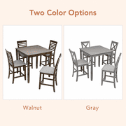 PAPROOS Counter Height Dining Table, Solid Wood Square Kitchen Table for Small Space, Modern Farmhouse Acacia Wooden Dining Table for Apartment, Walnut(Table Only)