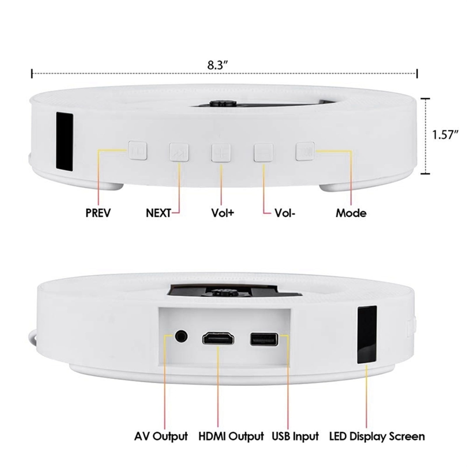 Portable DVD CD Player Wall Mountable Wireless Home Music Player With Remote Control FM Radio Speakers MP3 ,Easy to Use