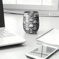 thumbnail image 3 of 12oz Stemless Wine Tumblers Black White Skull Stack Pattern Vacuum Insulated Stainless Steel Travel Tumbler Cups Mug with Lid and Straw for Champaign,Cocktail,Beer with Cleaning Brush, 3 of 5