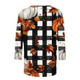 thumbnail image 4 of VKOYWKM Womens Tops Thanksgiving 3/4 Sleeve T-Shirt Fall Pumpkin Graphic Tees Thankful Blessed Crew Neck Holiday Top Halloween Shirts, 4 of 5
