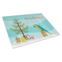Carolines Treasures CK4500LCB Macaw Merry Christmas Glass Cutting Board Large, 12H x 16W, multicolor