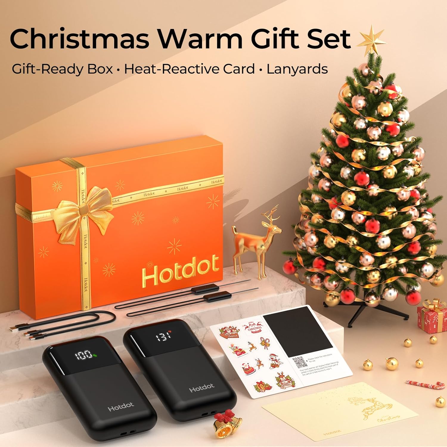 Hand Warmers Rechargeable, Heat Levels (104–131°F), Real-Time Temp & Battery Display, Electric Hand Warmers, Fast Heating, Fits in Gloves/Pocket, Gifts for Women & Men