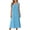 A Blue, variant on Vacation Party Dress Sleeveless Travel Vacation Sundress Ladies' Casual Lace Neck Nightgown Solid Color Dress Black L