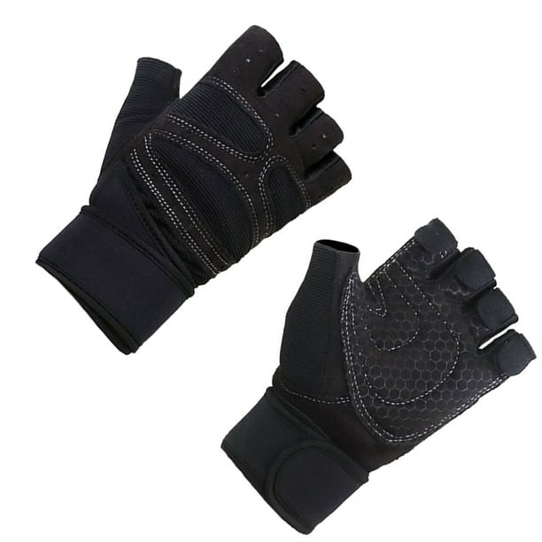 Soidarity 1 par de guantes de Fitness, manoplas de entrenamiento de levantamiento de pesas de medio dedo, accesorios de protección de manos portátiles Ropa Deportiva, Zapatos Negro M Soidarity OD027584-07