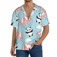 thumbnail image 3 of Xecao offers the Cute Panda Flying in the Sky for Men's Casual Short-sleeved Shirt, a button-up collared shirt with a pocket, perfect for beach vacations and yacht travel in the XX-Large size., 3 of 7