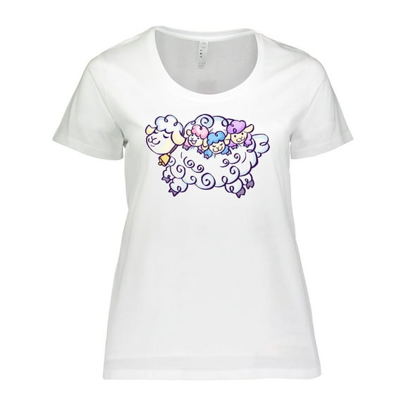 Inktastic Fluffy Sheep Family Women's Plus Size T-Shirt