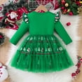 thumbnail image 5 of newwalpole Fashion Girls Dress Long Sleeve Christmas Owl Sparkling Sequin Tulle Green for Size 1-2 Years, 5 of 5