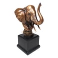 thumbnail image 3 of Safari Auspicious African Elephant With Trunk Raised Bronzed Statue With Base, 3 of 5