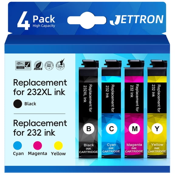 232XL Ink Cartridges for Epson 232 Ink Cartridges  Compatible for Epson Workforce WF-2930 WF-2950 Expression XP-4205 XP-4200 Printer (Black,Cyan,Magenta,Yellow)