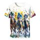 thumbnail image 4 of Tops de Cuello Redondo para las Mujeres, Nuevo Suéter de Manga Corta, Caballo Casual Impreso Top Camiseta, 4 of 5