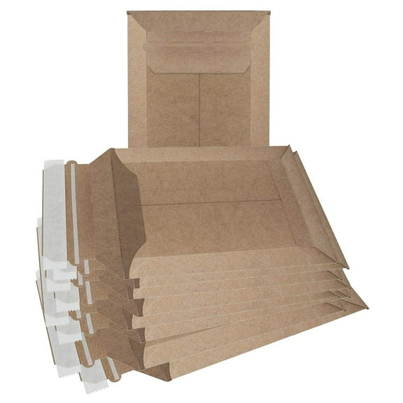 Brown Rigid Mailers, 7 x 9 Inches. Pack of 200 Photo Mailer Envelopes. Flat Cardboard Mailers Self-Seal. Sturdy Cardboard Photo Envelope. Recyclable Hard Shipping Envelopes