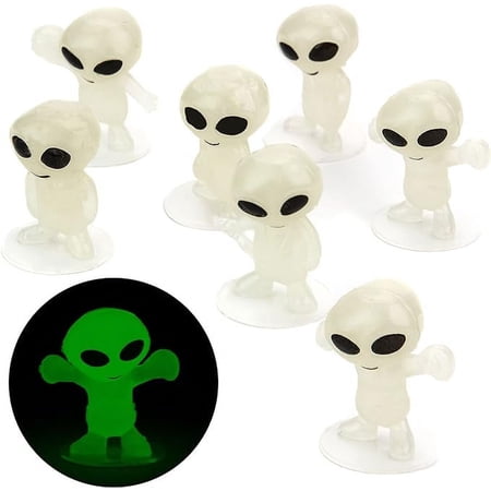 Glow in The Dark Alien Figurines for Kids - 50 Pcs Small Halloween Party Favors - Goodie Bag Fillers - Pinata Stuffers - Halloween Toys - Bulk Gifts for Kids - Vending Machine Toy