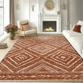 thumbnail image 2 of 6'x9' Area Rugs for Living Room, Machine Washable Non-Slip Carpet, Soft Faux Wool Low Pile Moroccan Farmhouse Western Rug, Reddish Brown, 2 of 6