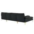 thumbnail image 4 of Convertible Sectional Sofa 110" U-Shape Sofa Couch 4-Seat Couch with Tufted Seat Cushion and Golden Metal Legs Linen Fabric Upholstered Modular Sofa for Living Room, Apartment, Office, Black, 4 of 7
