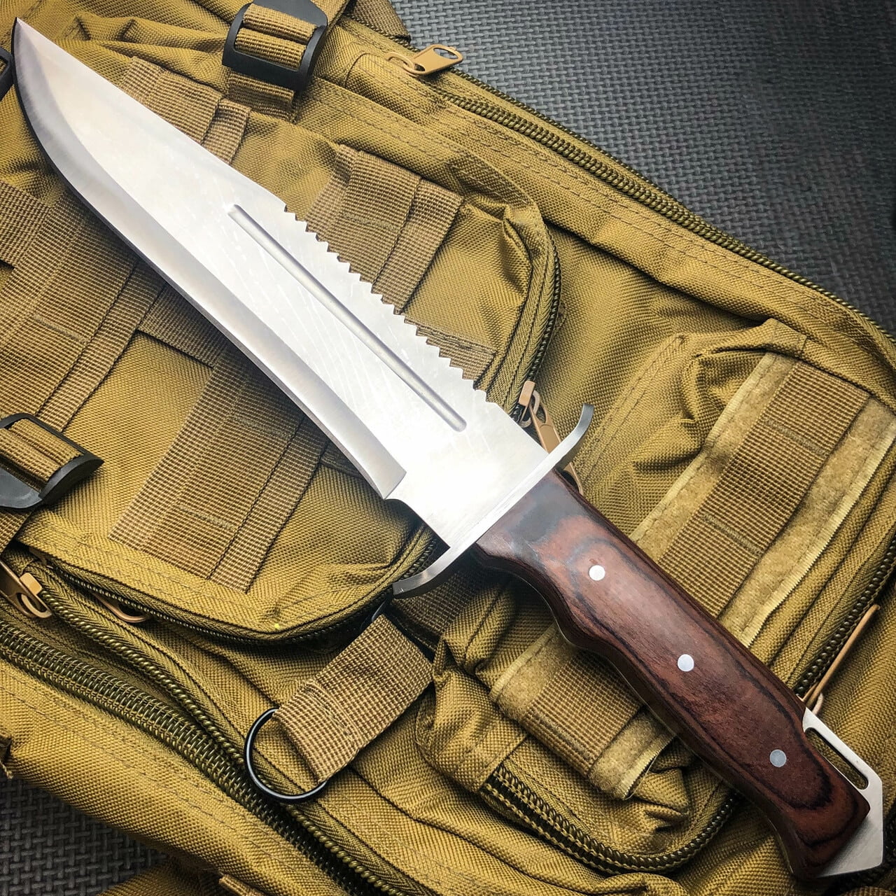 16" Full Tang Hunting Outdoor Rambo Fixed Blade Camping Bowie Knife w Sheath