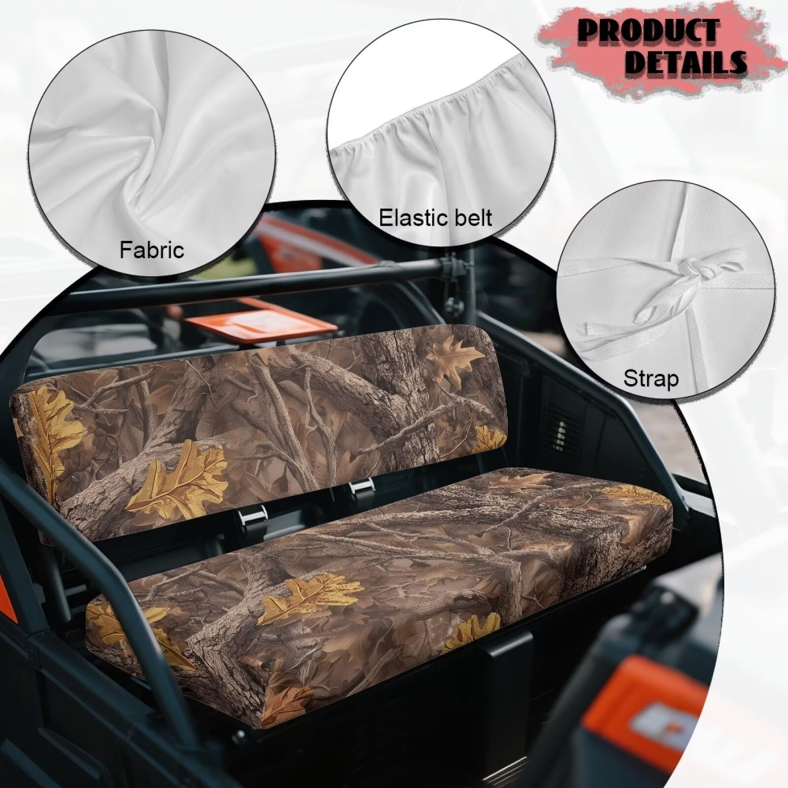 Yuyamidu 2 PCS UTV Seat Cover Set Camo Hunting UTV Front Seat Covers Compatible with Kawasaki Mule 300 3010 3020 4000 4010 2001-2023 2025 Brown Wood Seats Cover for Mule Accessory Parts