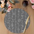 thumbnail image 3 of White Lines Round 13 Inch Placemats Set of 4, Vintage Abstarct Minimalist Art Gray HeatResistant Non Slip Place Mats for Dining Table, Wipeable Braided Kitchen Table Mats for Housewarming, 3 of 9