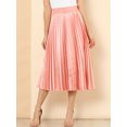 thumbnail image 2 of Falda Midi Plisada Allegra K Acordeón Metálico Fiesta Cintura Elástica Rosa L, 2 of 6