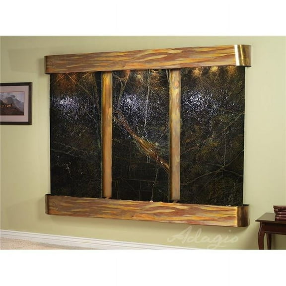 Adagio DCR1005 Deep Creek Falls Round Rustic Copper Green Marble Wall Fountain