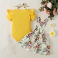 thumbnail image 6 of Baby Outfits Short Sleeve Floral Printing Tops Vest Dress Headbands 3Pcs Casual Suit Girl Clothes Yellow 6 Months-9 Months, 6 of 7