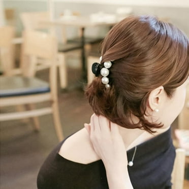 GOODLY Women Pearl Hair Claws Elegant Hair Clips Pins Large Ponytail Hair Accessories