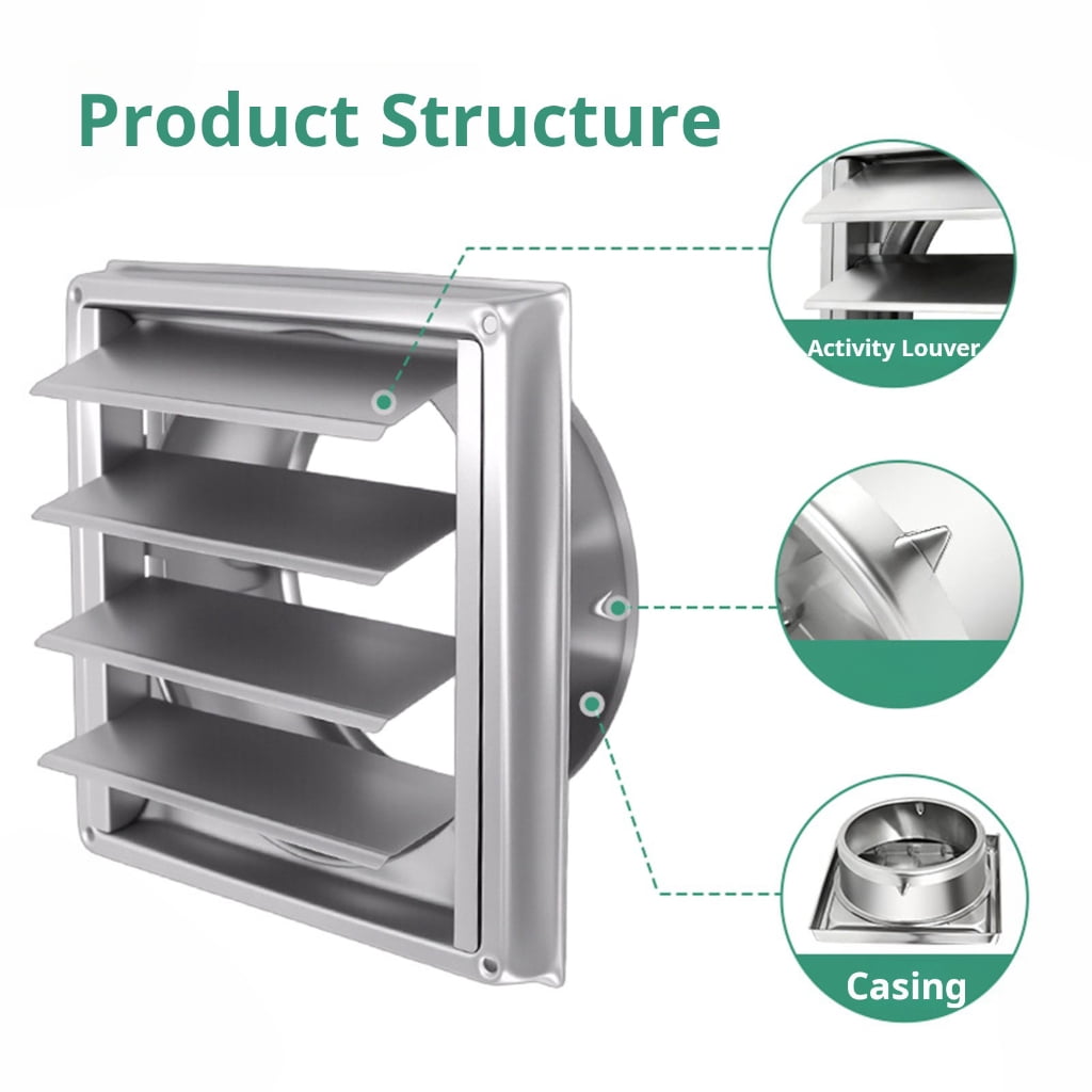 Stainless Steel Ventilation Cover For Dryer Including Barrier Works With 4 5 6 Inch Pipes
