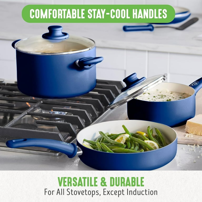 FREE SHIPPING GreenLife Soft Grip 16pc Ceramic Non-Stick Cookware Set, Red  - Bed Bath & Beyond - 31480918