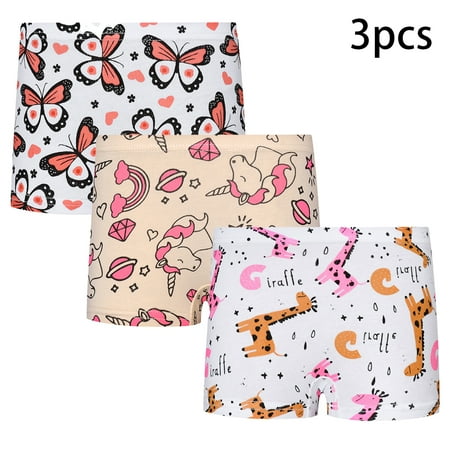 Esaierr Girls Underwear for Baby Kids Soft Shorts Panties Comfort Cotton Knickers Underwear Little Girls Assorted Boyshort Panties 1-9Years (Pack of 3)