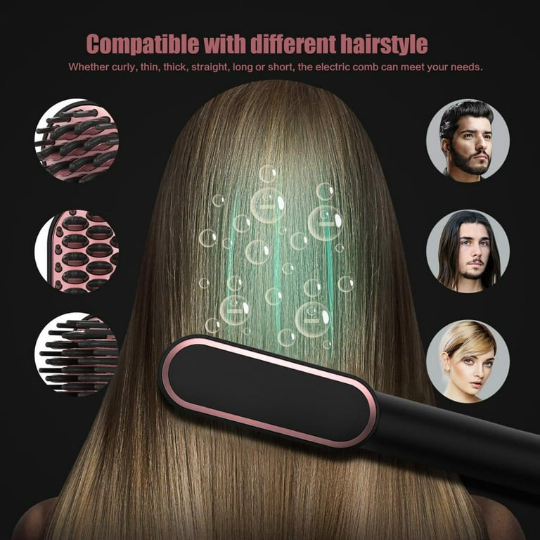 Hair Straightener Brush Beard Straightener Brush Multifunctional Straightening Hair Comb Curling Iron Ionic Heat Brush no box Walmart