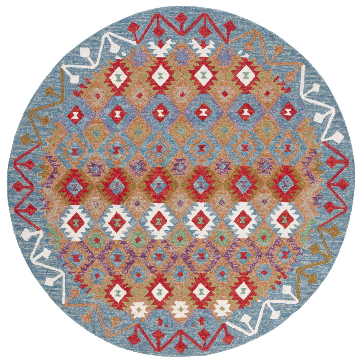 SAFAVIEH Aspen Oralee Geometric Area Rug, Light Blue/Beige, 7' x 7' Round