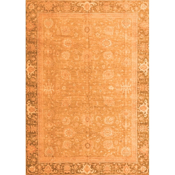 Ahgly Company Indoor Rectangle Oriental Orange Modern Area Rugs, 8' x 10'