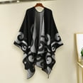 thumbnail image 4 of Naierhg Winter Scarf Women Autumn Cape Knitting Cardigan Printing Loose Irregular Hem Warm Soft Print Bohemian Women Autumn Cloak Women Garment Brown, 4 of 8