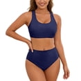thumbnail image 2 of Two Piece Swimsuit for Women Solid Color Back Tankini Womens Swimsuits Bikini Bathing With Adjustable Ties, 2 of 6