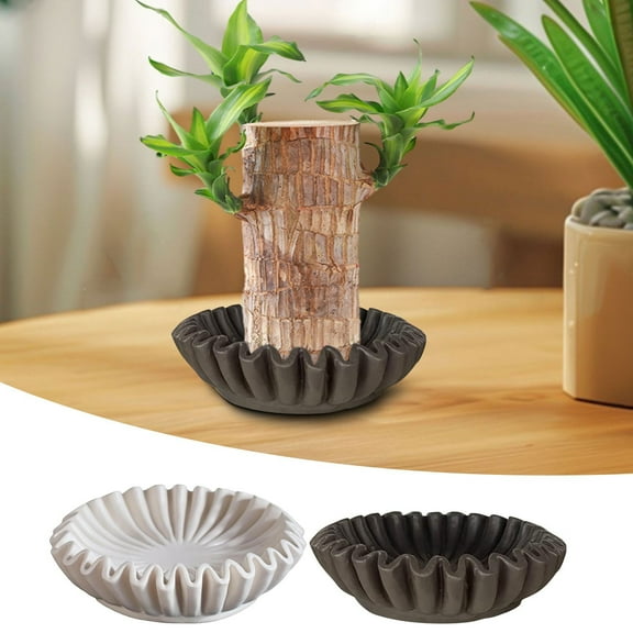 Small Ruffled Groove Decorative Bowl - Elegant Food-Safe Ceramic Tabletop Ornament with Vibrant Glaze, Scratch/Dishwasher-Safe for Living Room, Small Trinket Storage, White, 5.9*1.9in