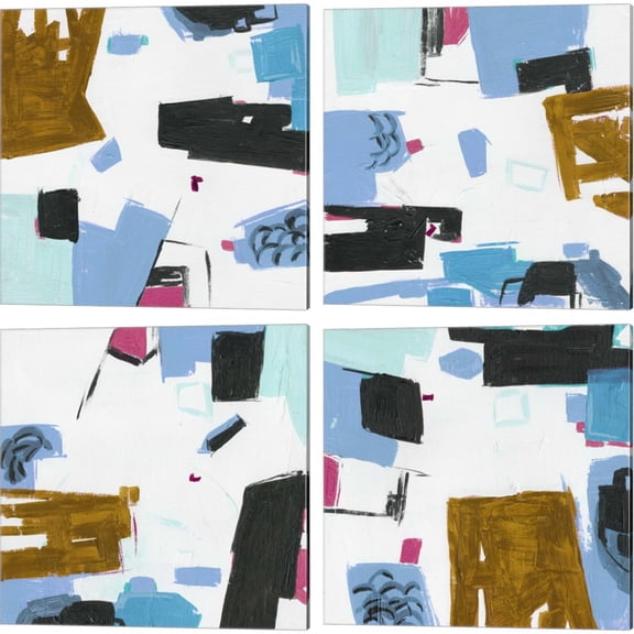 Great Art Now Sunny Winter Day by Melissa Wang 4 Piece Canvas Art Set Each 14"W x 14"H