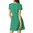 thumbnail image 3 of MODA NOVA Juniors Printed Square Neck Short Sleeve A-Line Prom Dress, 3 of 7