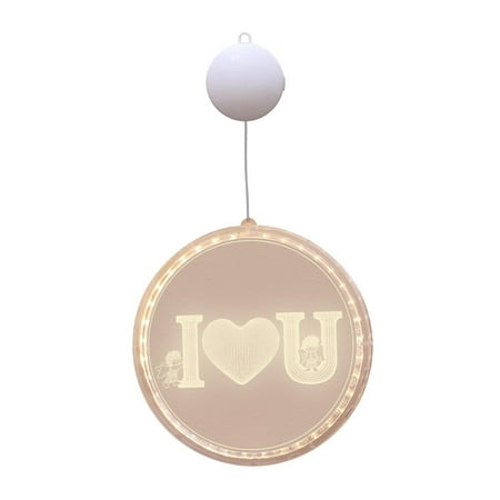 

3D Night Light Romantic LED Lamp with Suction Cup for Wall Wedding Birthday Party Christmas 24cm