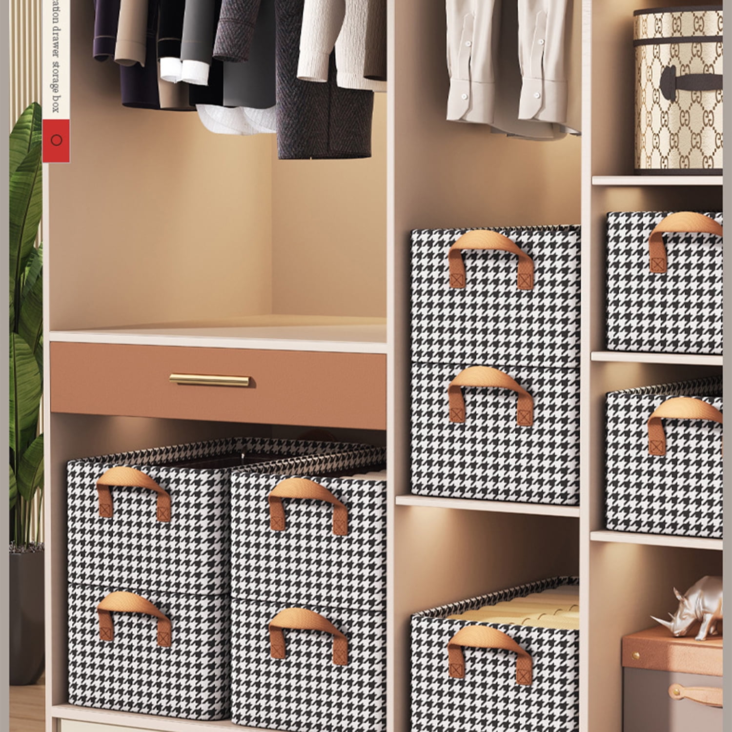 3 Pack Fabric Storage Bins with Lids, Wardrobe Storage Organiser, Stackable Storage Bin, Foldable Storage Baskets with Handle, Closet Organizers and Storage Boxs for Toys, Clothes, Home, Office